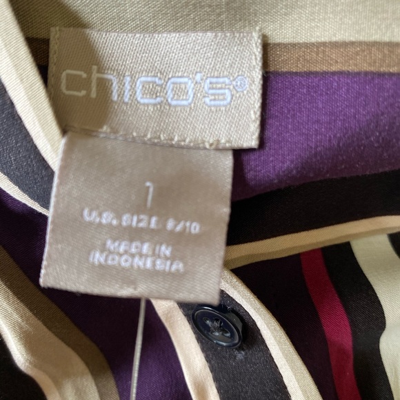 Chico’s Stylish Long Soft Blouse Colorful Stripes - Picture 6 of 8